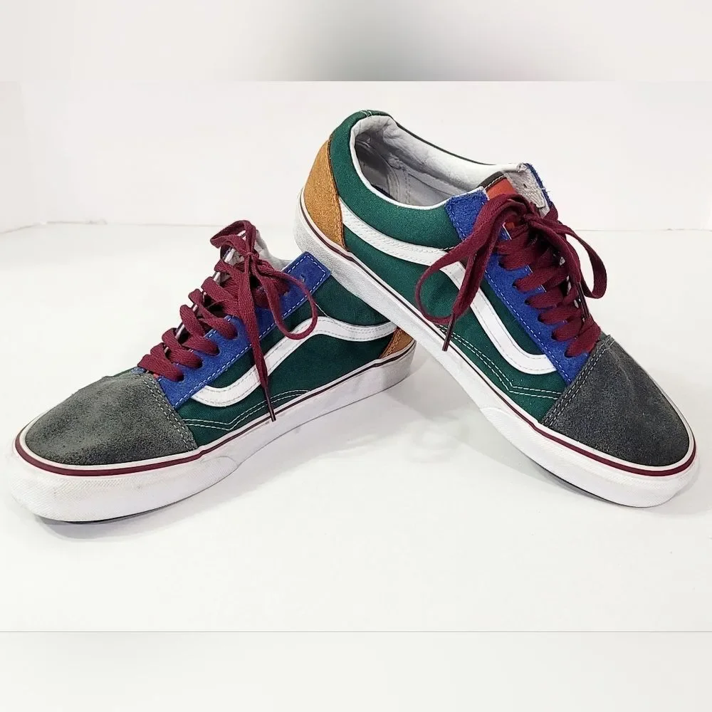 VANS Old Skool Yacht Club Sneakers Blue Green Yellow Colorblock 8.5M/10W EUC